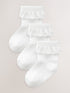 White Lace Baby Socks 3 Pack - Size 50cm (First Size) - White