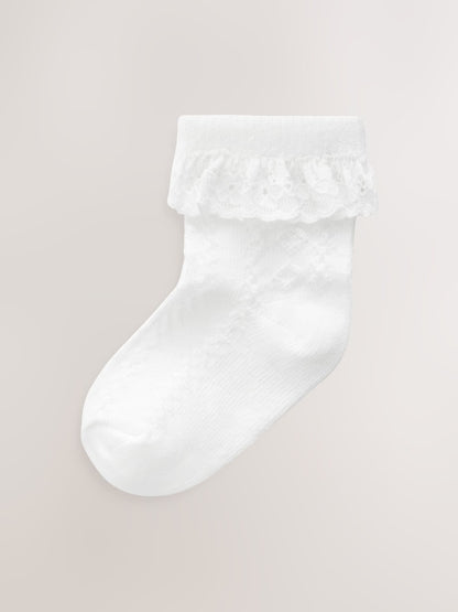 White Lace Baby Socks 3 Pack - Size 50cm (First Size)