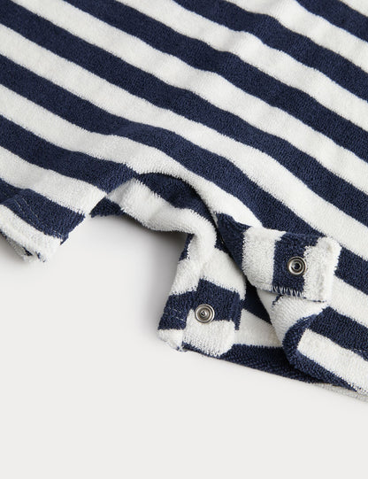Pure Cotton Striped Towelling All in One (0-3 Yrs)