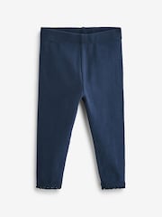 Navy Blue Lace Trim Leggings (3mths-7yrs) - Size 3-6 Months (62-68cm)