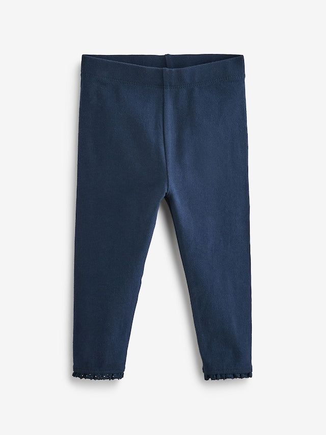 Navy Blue Lace Trim Leggings (3mths-7yrs) - Size 3-6 Months (62-68cm)
