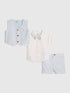 River Island Blue Shirt Waistcoat And Shorts Set