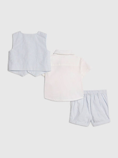 River Island Blue Shirt Waistcoat And Shorts Set