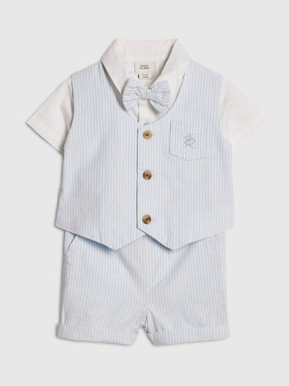 River Island Blue Shirt Waistcoat And Shorts Set