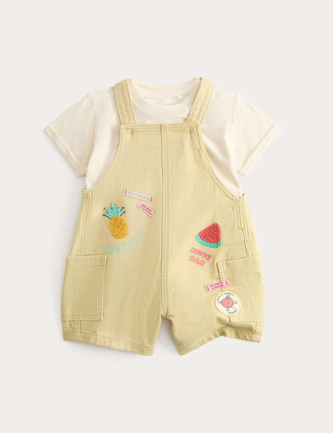 2 Piece Embroidered Bib Shorts and Top (0-3 Yrs)