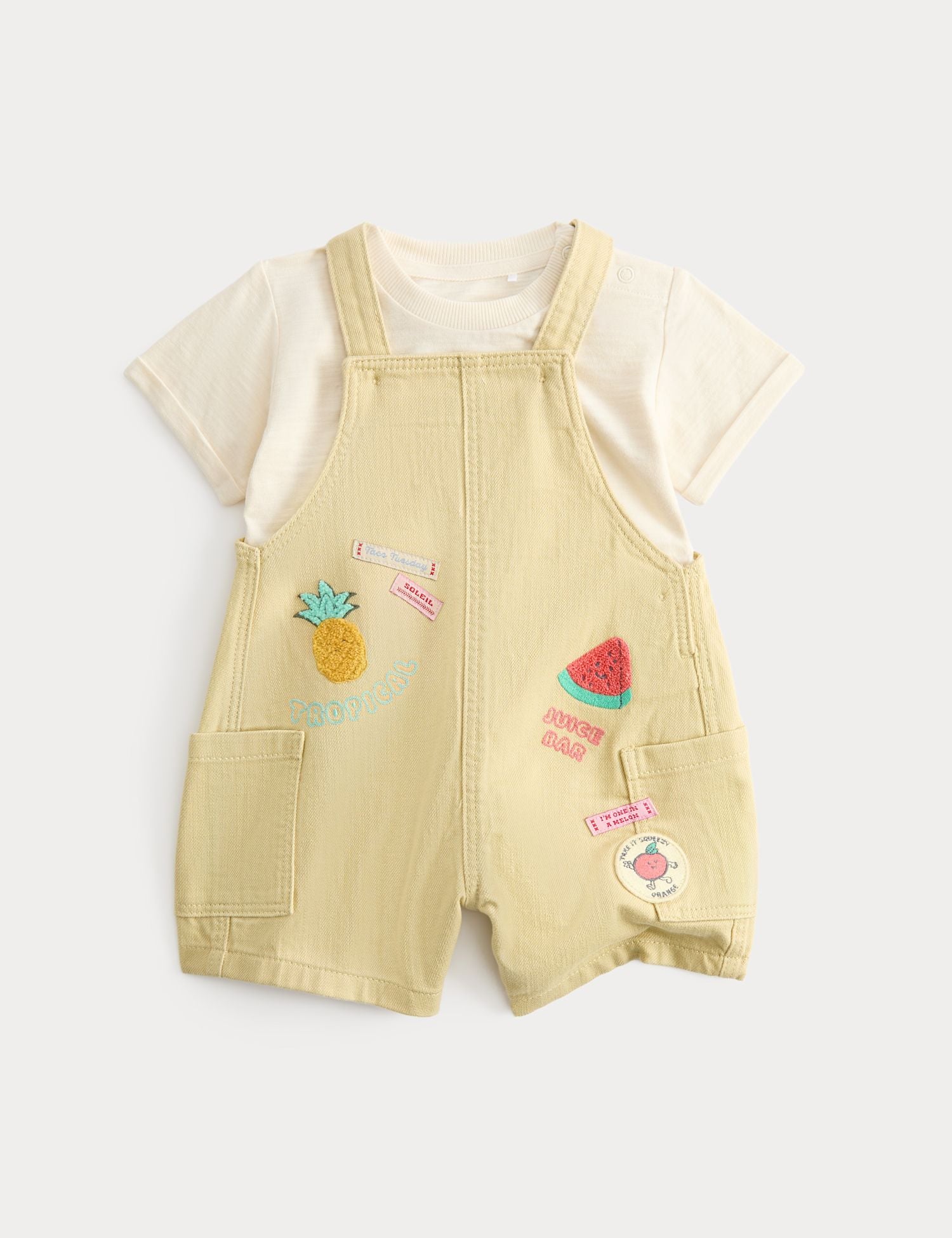 2 Piece Embroidered Bib Shorts and Top (0-3 Yrs)