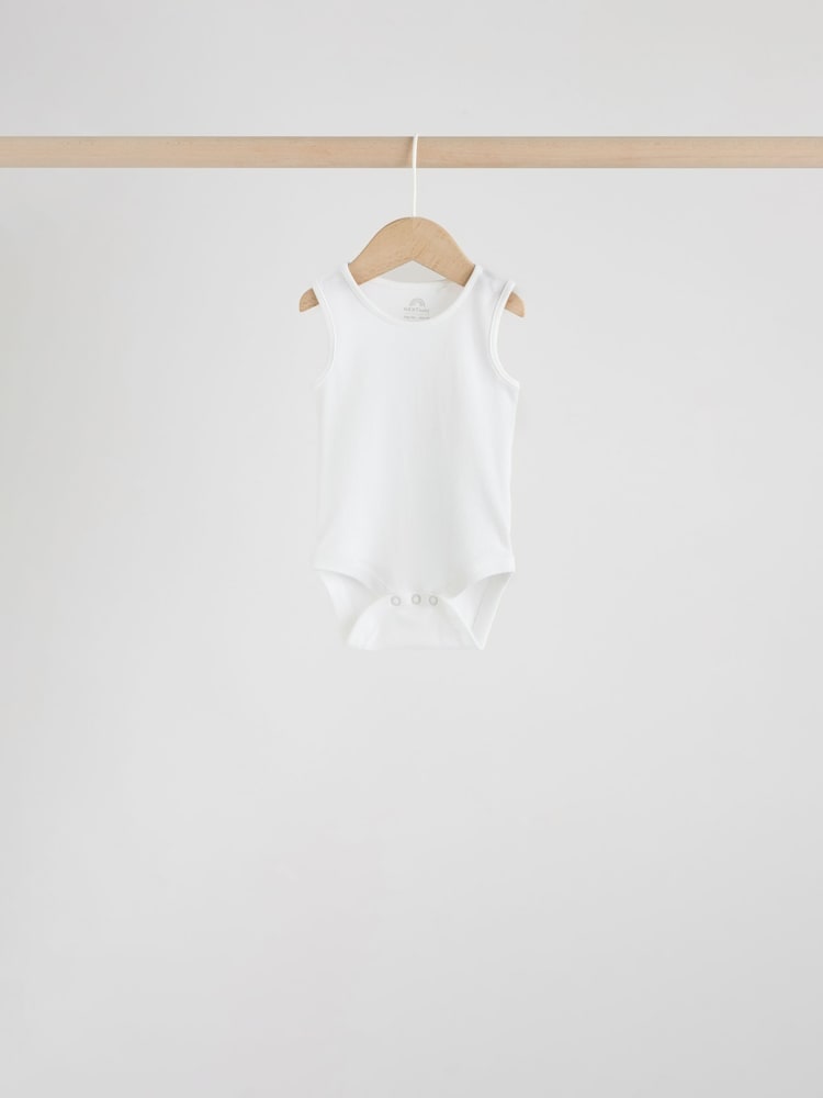 White 7 Pack Baby Vest Bodysuits