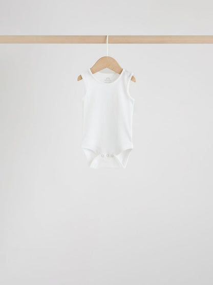 White 7 Pack Baby Vest Bodysuits