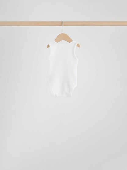 White 7 Pack Baby Vest Bodysuits