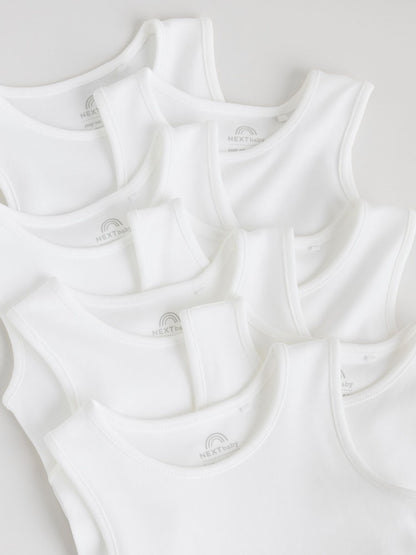 White 7 Pack Baby Vest Bodysuits