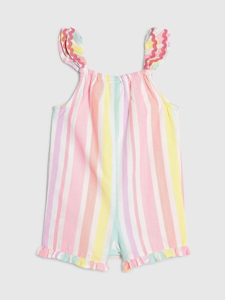 River Island Pink Stripe Embroidered Romper