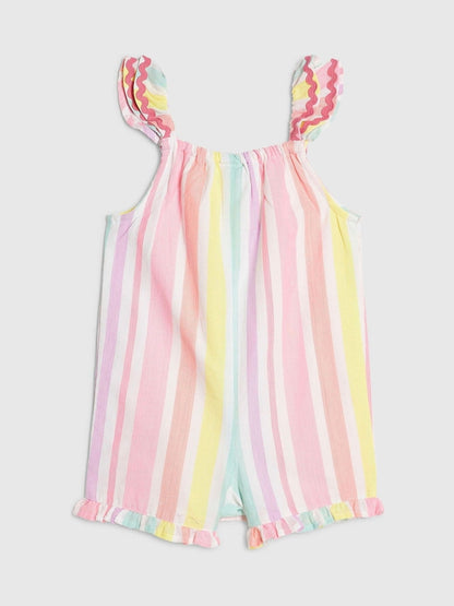 River Island Pink Stripe Embroidered Romper