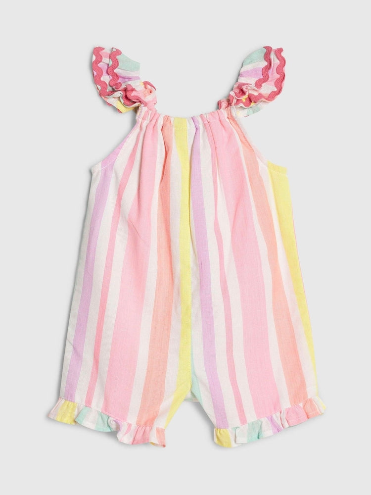River Island Pink Stripe Embroidered Romper