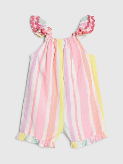 River Island Pink Stripe Embroidered Romper