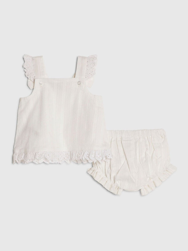 River Island White Knitted Floral Romper Set