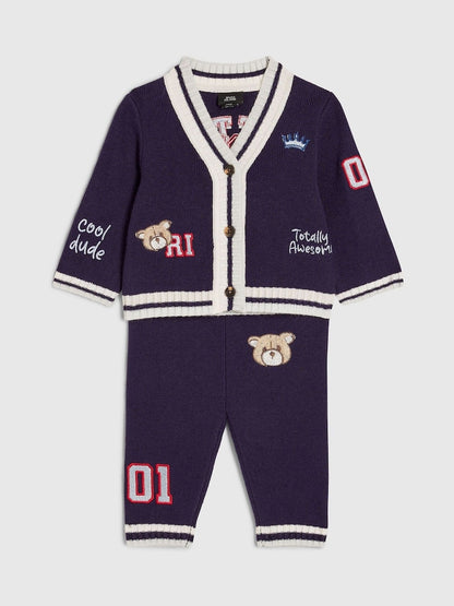 River Island Blue Little Champ Cardigan &amp; Trousers Set