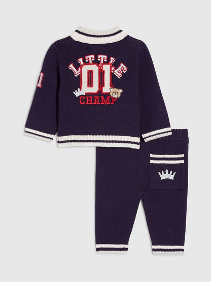 River Island Blue Little Champ Cardigan &amp; Trousers Set