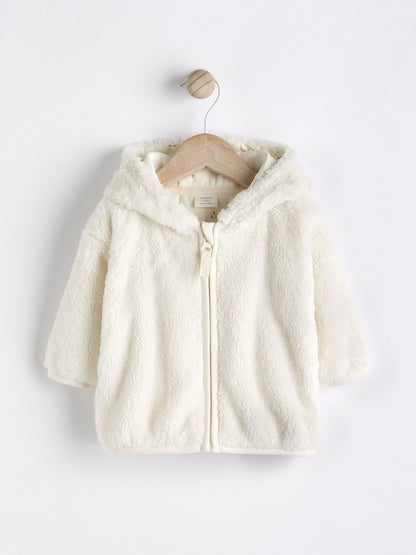 Ecru Fleece Baby Hooded Jacket (0mths-2yrs) - Size 50cm (First Size)