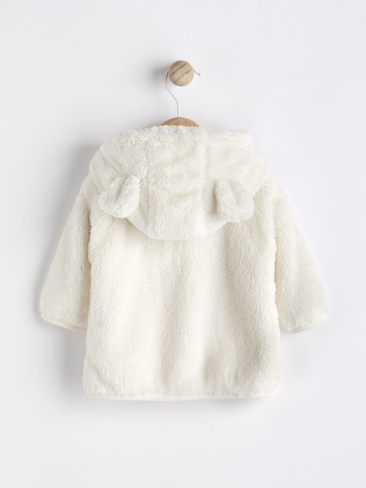 Ecru Fleece Baby Hooded Jacket (0mths-2yrs) - Size 50cm (First Size)