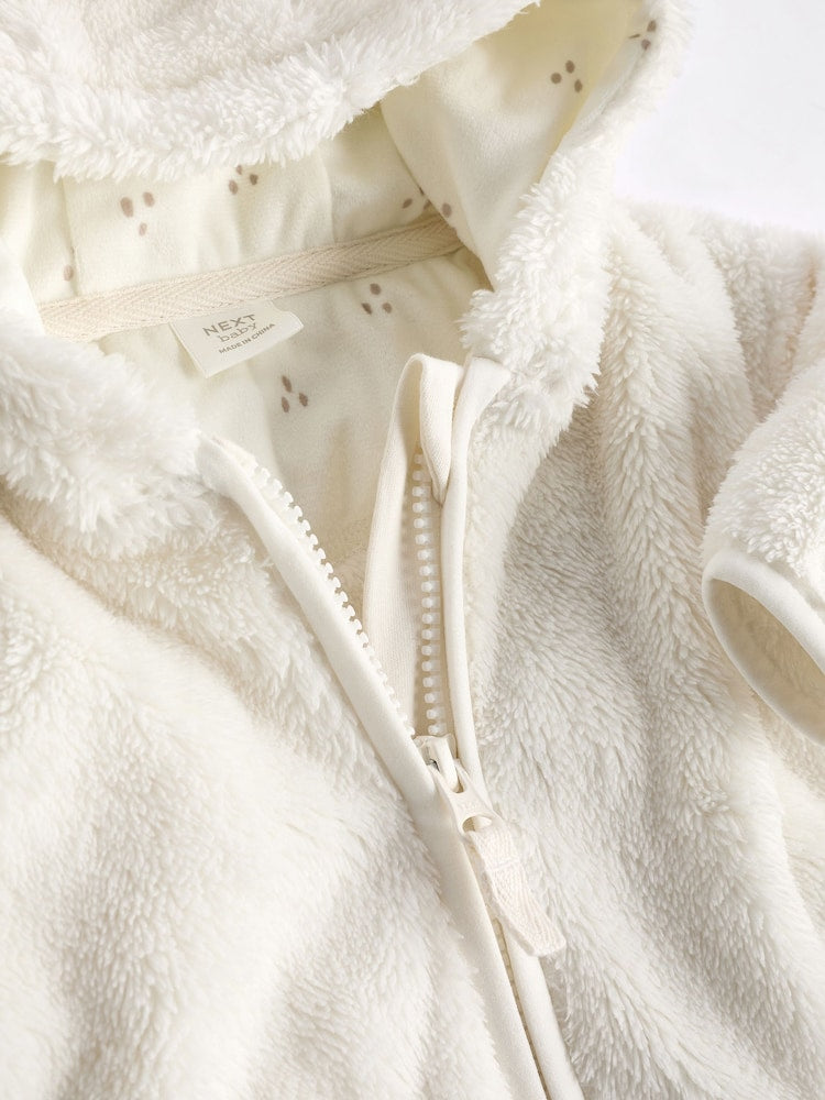 Ecru Fleece Baby Hooded Jacket (0mths-2yrs) - Size 50cm (First Size)