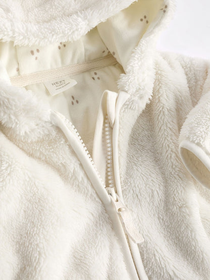 Ecru Fleece Baby Hooded Jacket (0mths-2yrs) - Size 50cm (First Size)