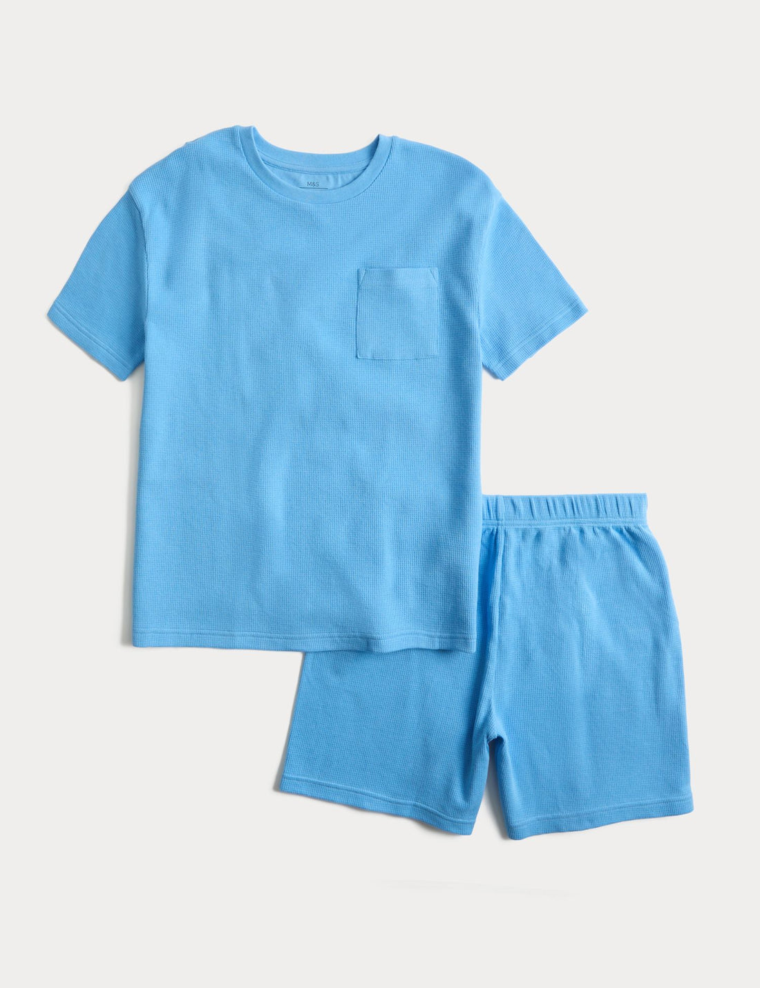 Pure Cotton Navy Waffle Short Pyjamas (1-16 Yrs)