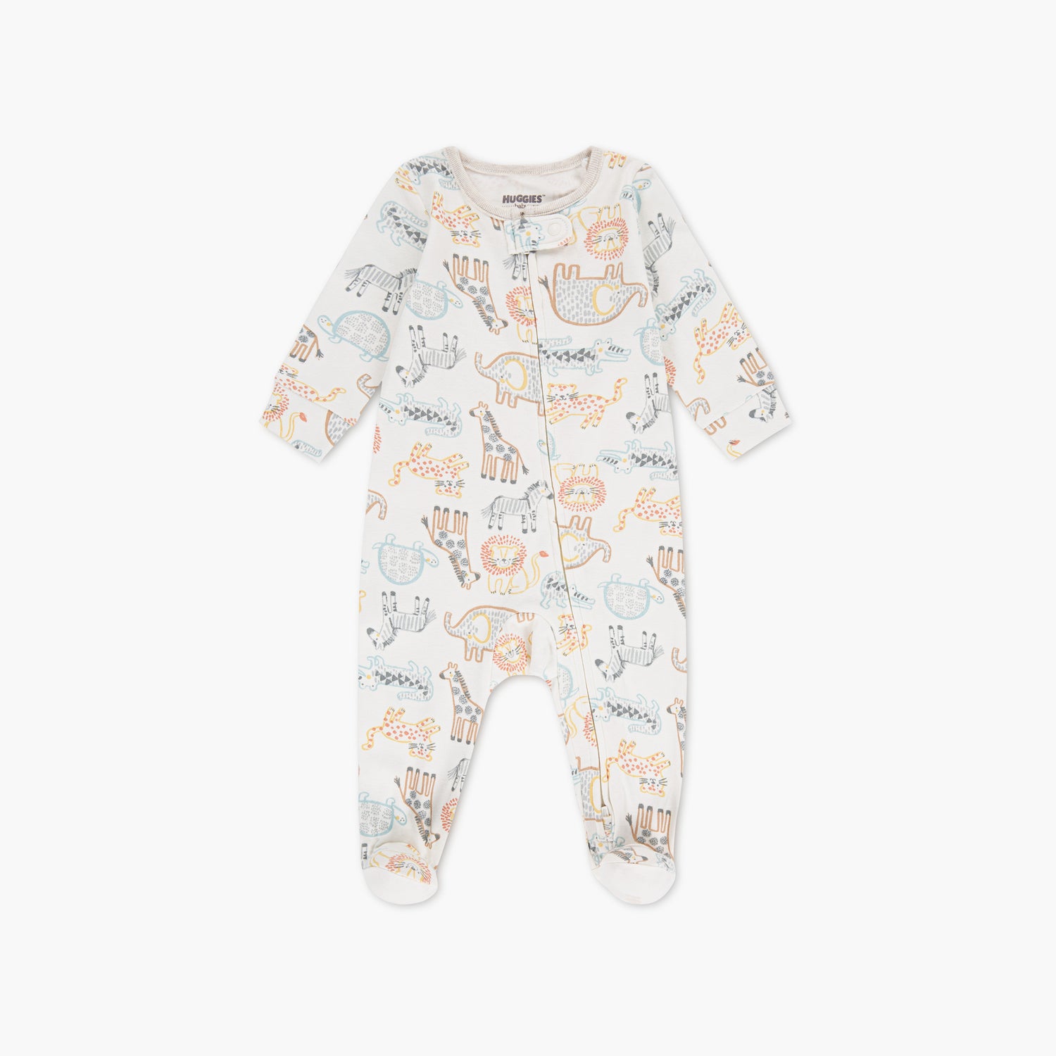 Huggies Long Sleeves Animals Printed Sleepsuit - Beige / 0-3 mths