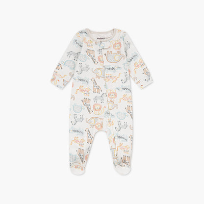 Huggies Long Sleeves Animals Printed Sleepsuit - Beige / 0-3 mths