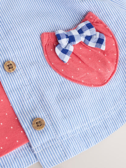 Blue Striped Strawberry Pocket Baby Hooded Jacket