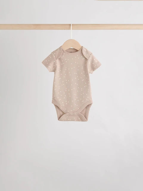 Neutral 100% Cotton Short Sleeve Baby Bodysuits 5 Pack