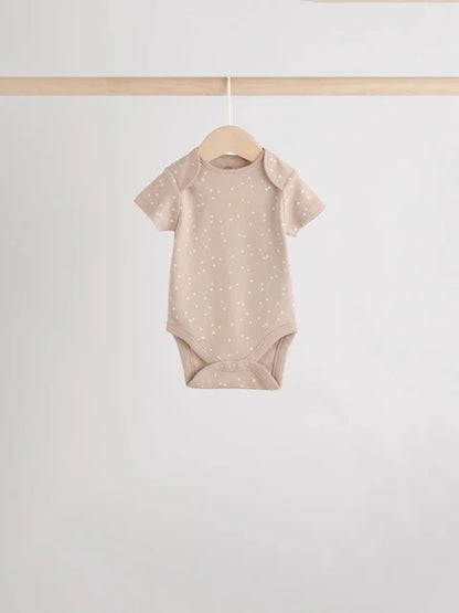 Neutral 100% Cotton Short Sleeve Baby Bodysuits 5 Pack