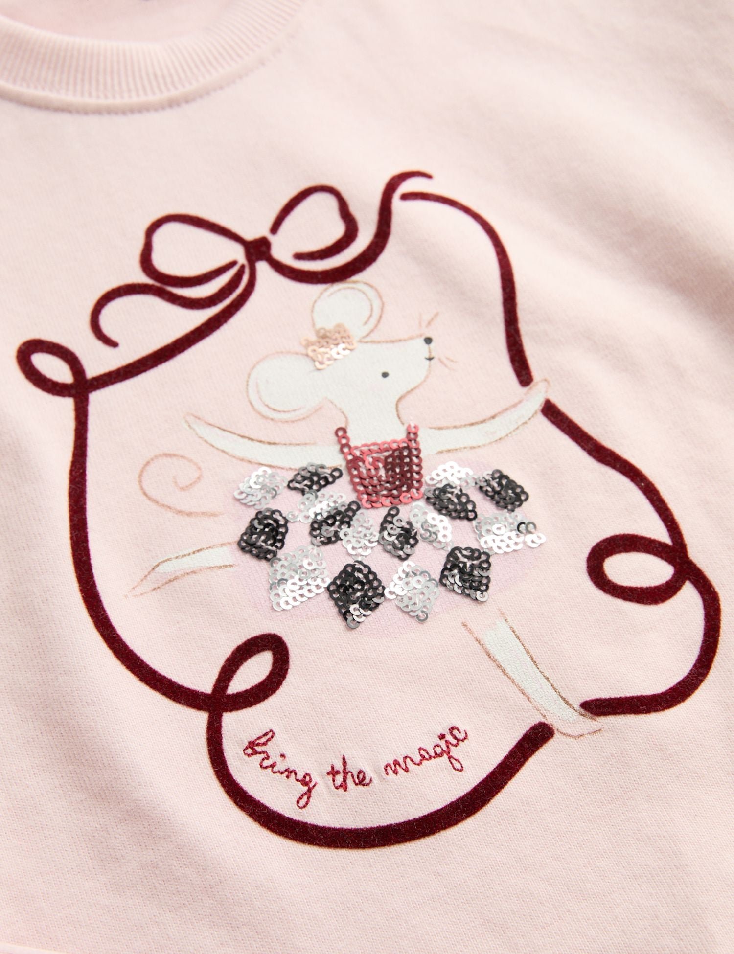 Pure Cotton Sequin Mouse Graphic T-Shirt (2-8 Yrs)