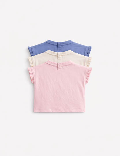 3 Pack Pure Cotton Neck Tie Tops (0-5 Yrs)