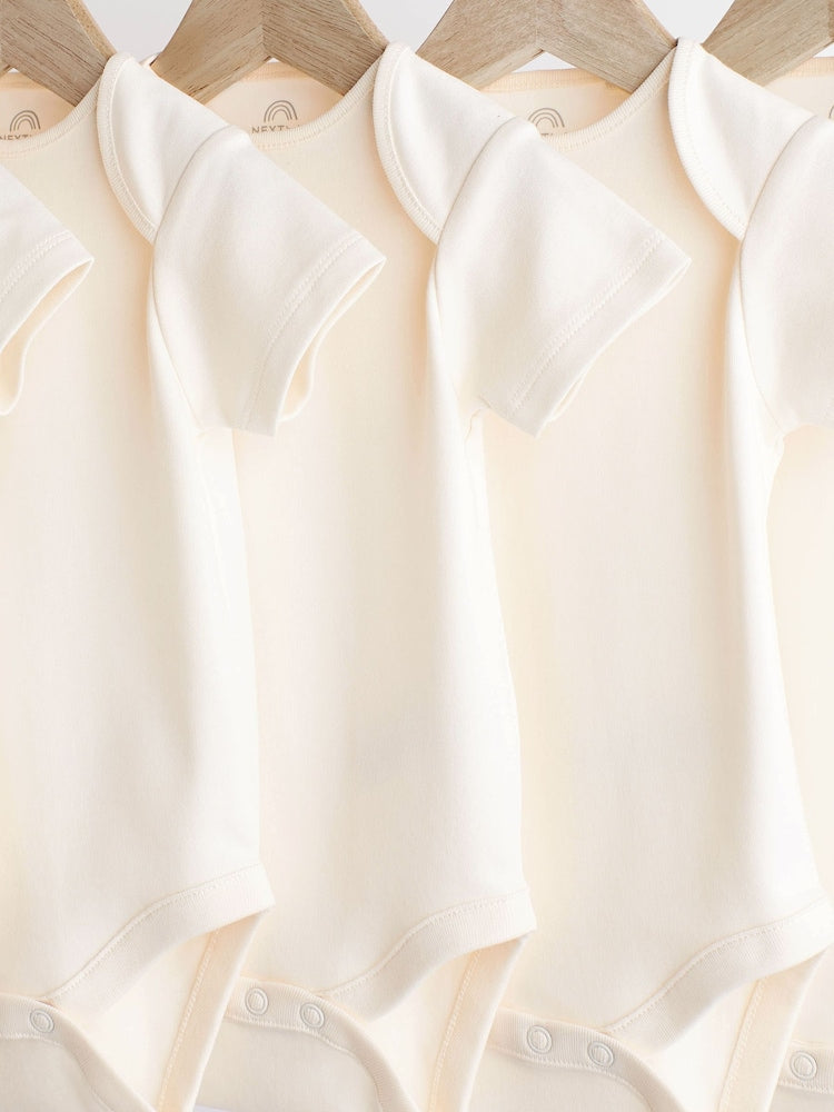 Cream Essential Baby Short Sleeve Bodysuits 5 Pack