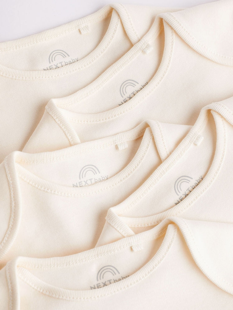 Cream Essential Baby Short Sleeve Bodysuits 5 Pack