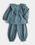 2pc Pure Cotton Gingham Frill Top &amp; Trousers (0-5 Yrs) - GREY MIX / 12-18 Months