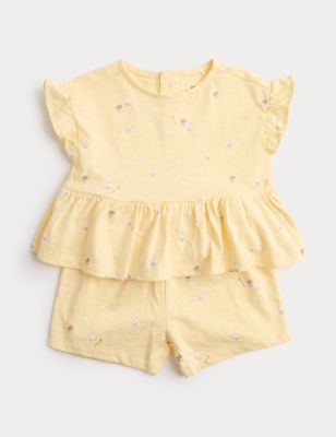 Pure Cotton Top & Bottom Outfit (0-5 Yrs) - YELLOW / 12-18 Months
