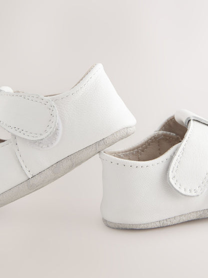White T-Bar Baby Shoes (0-2mths)