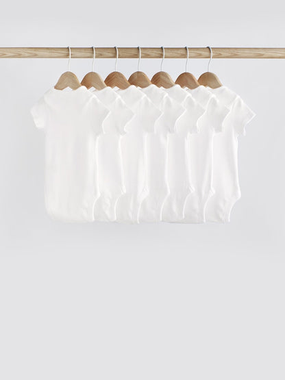 White Essential 7 Pack Short Sleeve Bodysuits