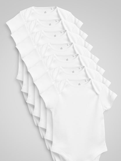 White Essential 7 Pack Short Sleeve Bodysuits