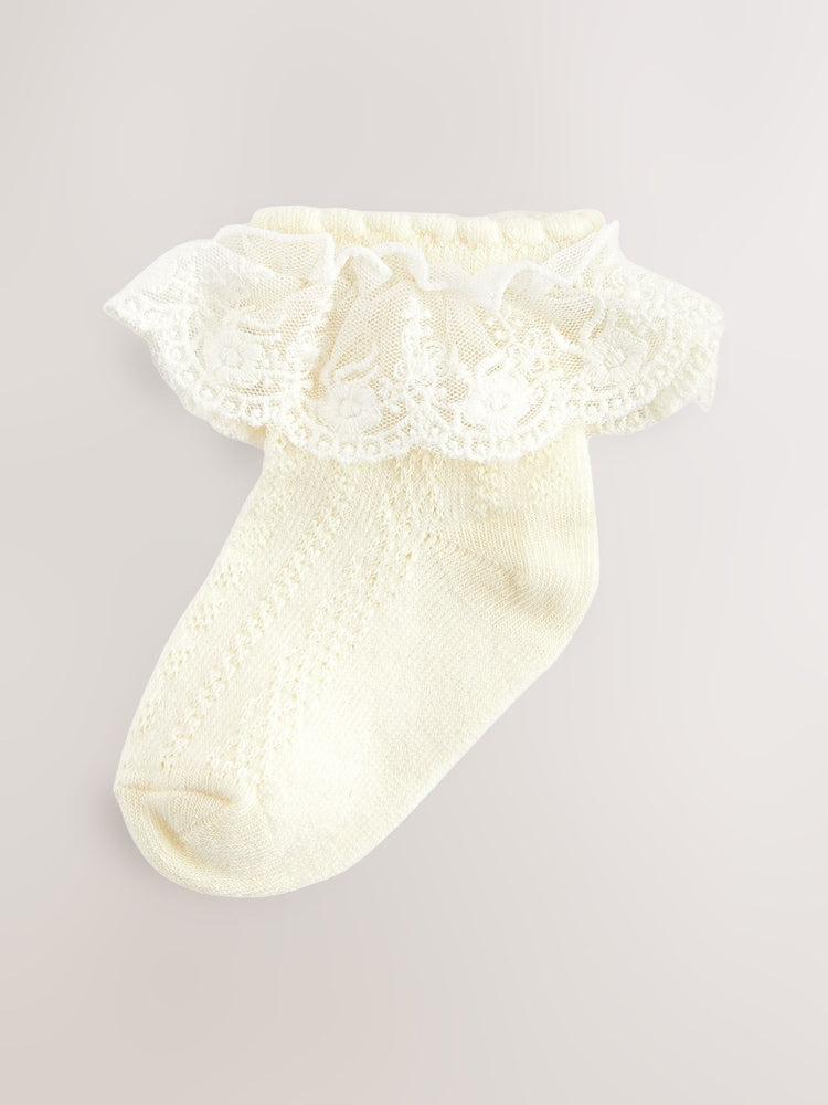 Cream Occasion Lace Socks 1 Pack - Size 50cm (First Size) - Cream