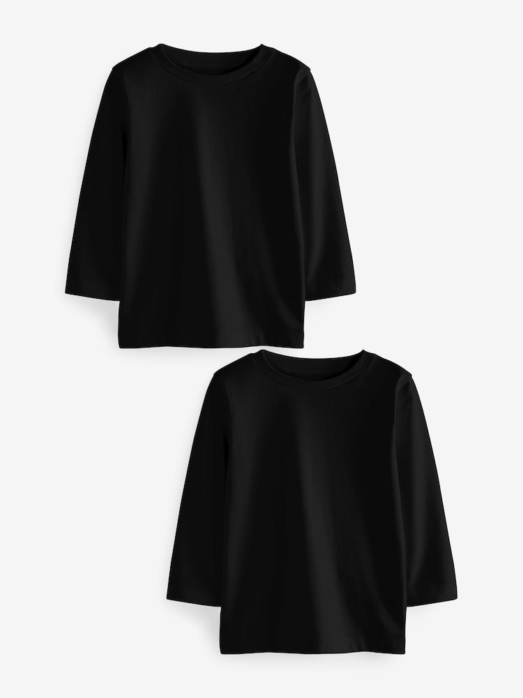 Black 2 Pack Long Sleeve T-Shirts (3mths-7yrs) - 12-18 Months (80-86cm)