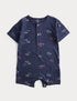 Pure Cotton Jersey Navy Fish Romper (0-3 Yrs) - NAVY / 12-18 Months