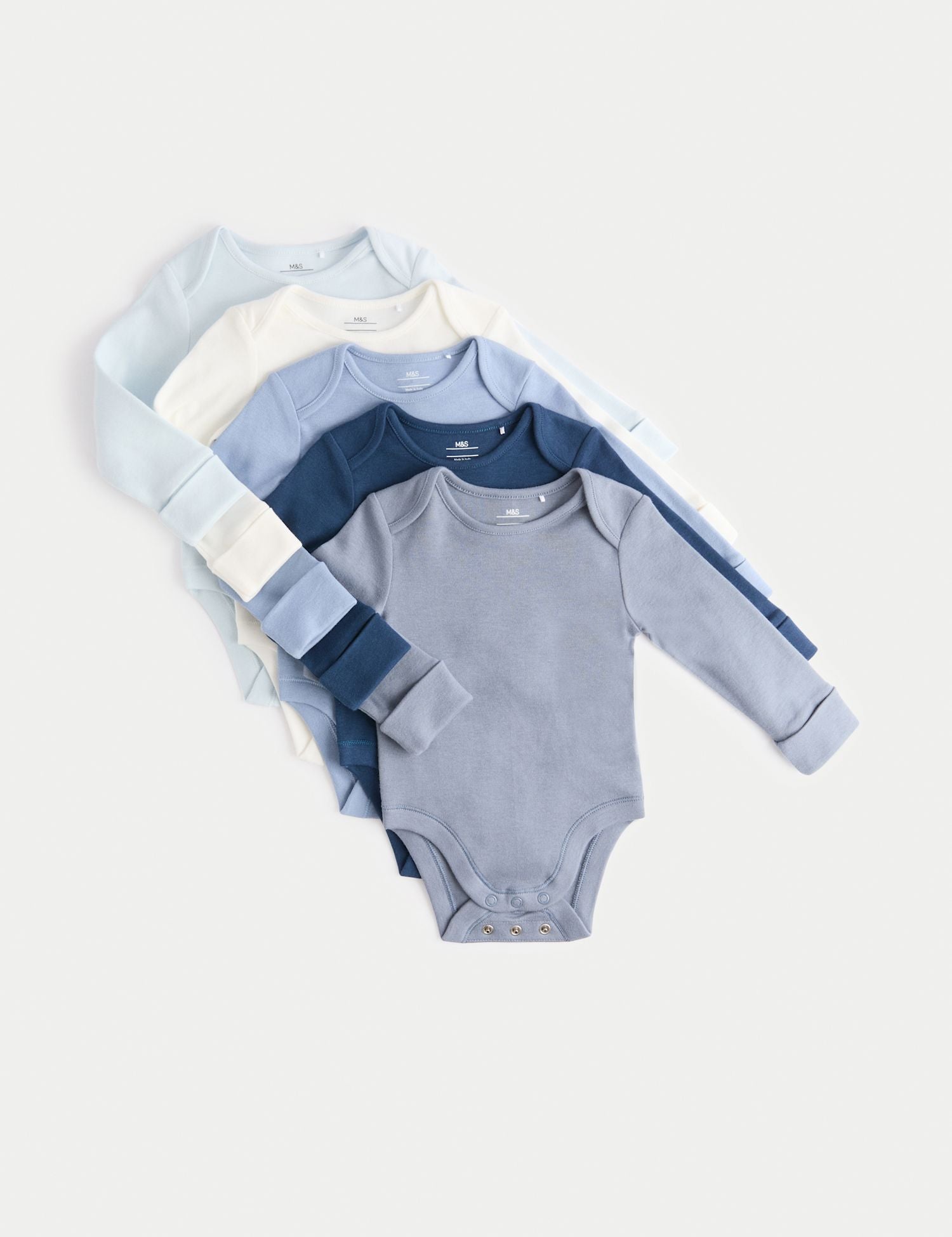 5 Pack Pure Cotton Long Sleeve Bodysuits (0-3 Yrs) - PINK / 12-18 Months