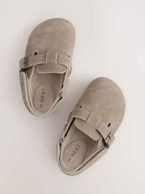 Neutral Leather Cushioned Footbed Clogs