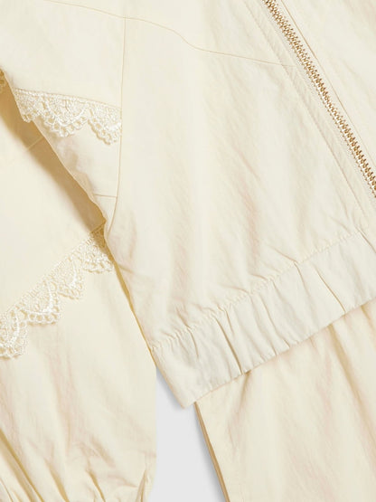 River Island Cream Lace Bomber Jacket &amp; Joggers Set