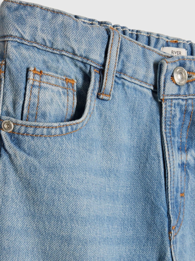 River Island Blue Ripped Straight Leg Jeans