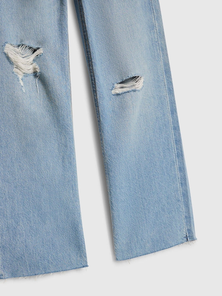 River Island Blue Ripped Straight Leg Jeans