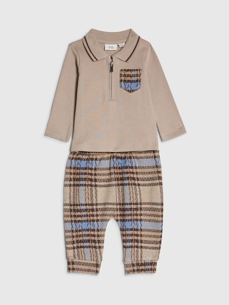 River Island Brown Check Little Man Polo &amp;