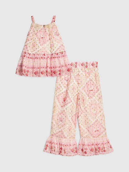 River Island Pink Chiffon Halter Top &amp; Trousers Set
